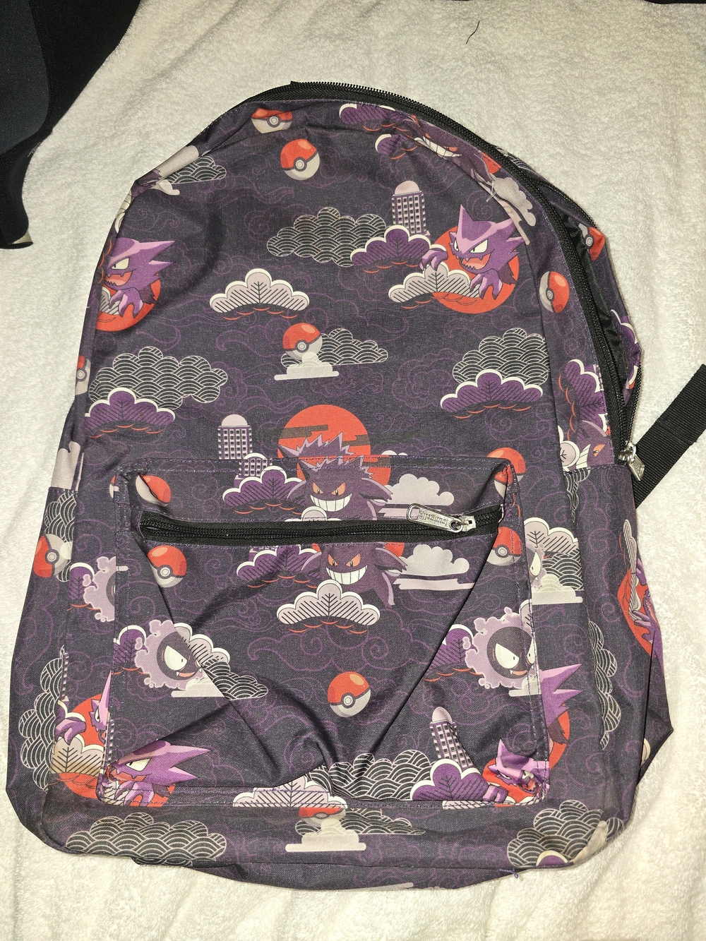 Pokemon Purple and Red Gengar Pattern Kids Backpack